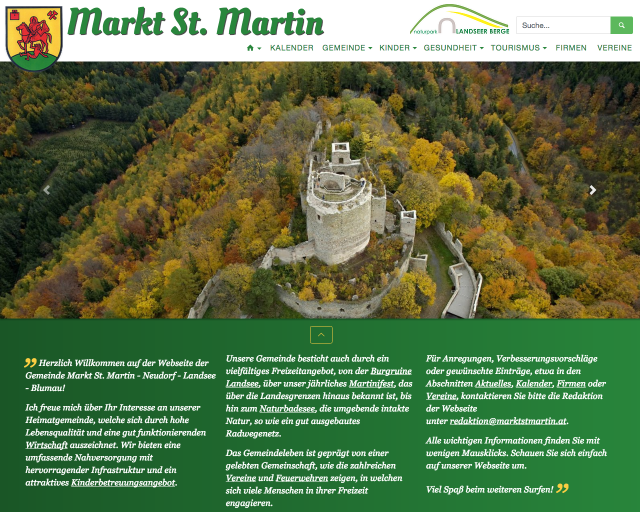 Webseite der Gemeinde Markt St. Martin